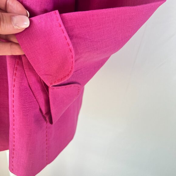 💕Windmoor :Bold & Beautiful Vintage-vibe Fuchsia 100% Linen Jacket size 12 - Picture 5 of 15